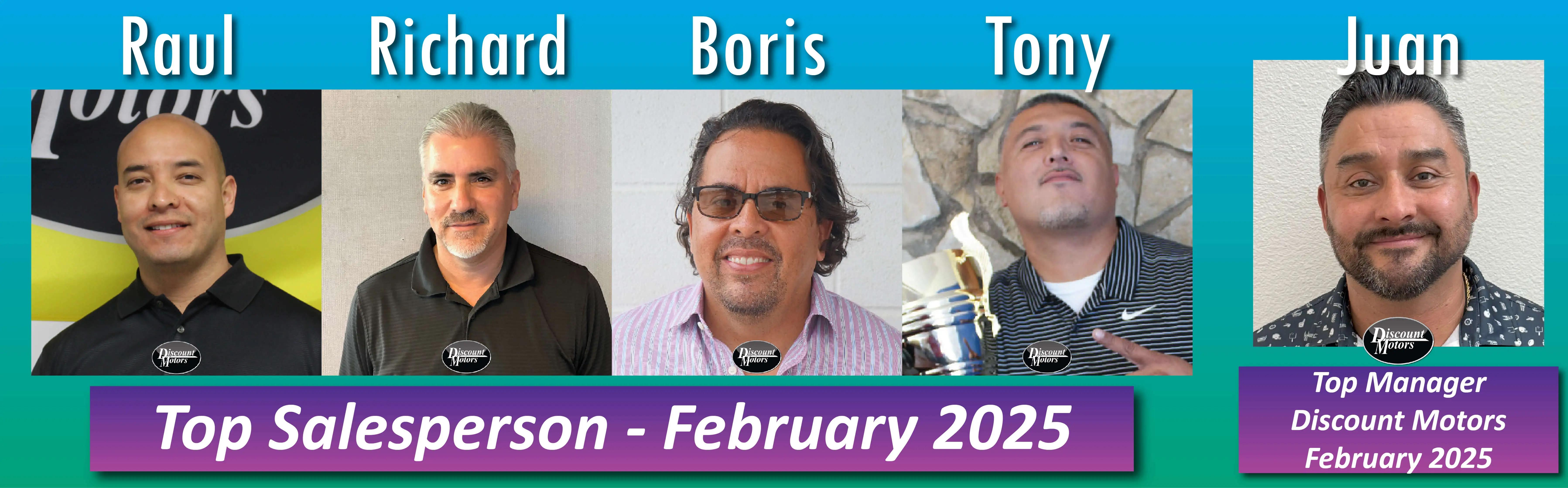 Image of 5 top sales staff, including their names